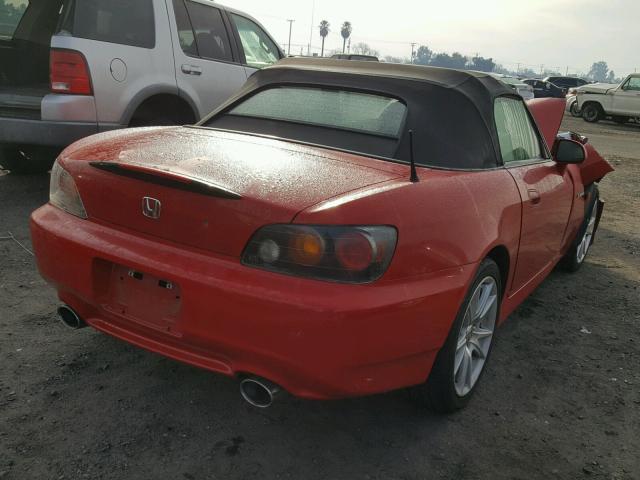 JHMAP21444S000914 - 2004 HONDA S2000 RED photo 4