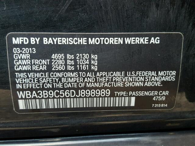 WBA3B9C56DJ898989 - 2013 BMW 335 XI BLACK photo 10