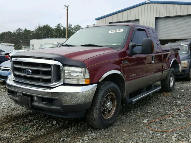 1FTNX20P44EB49014 - 2004 FORD F250 SUPER MAROON photo 2