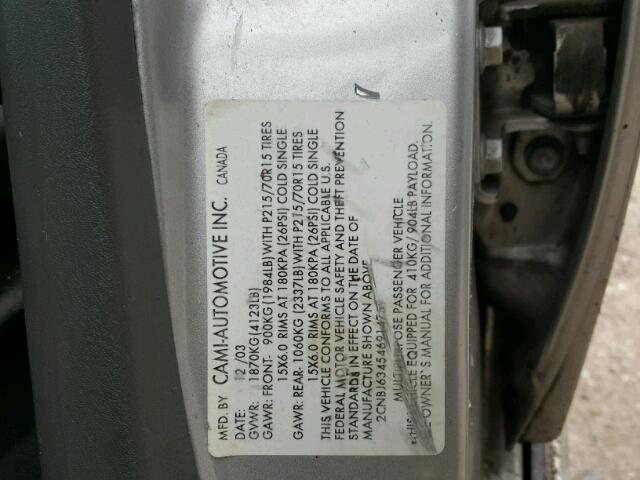 2CNBJ634546914759 - 2004 CHEVROLET TRACKER LT SILVER photo 10