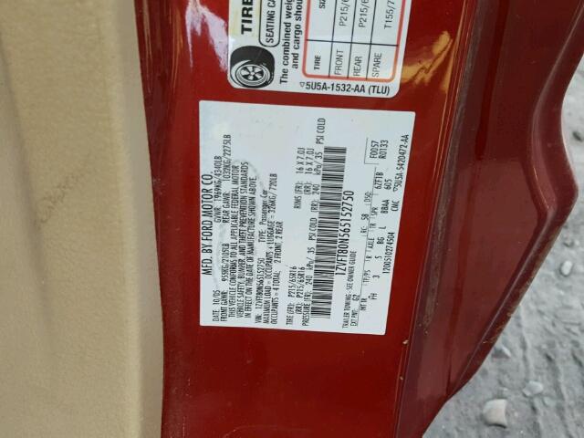 1ZVFT80N565152750 - 2006 FORD MUSTANG RED photo 10