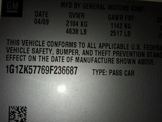 1G1ZK57769F236687 - 2009 CHEVROLET MALIBU LTZ 白色 照片 10