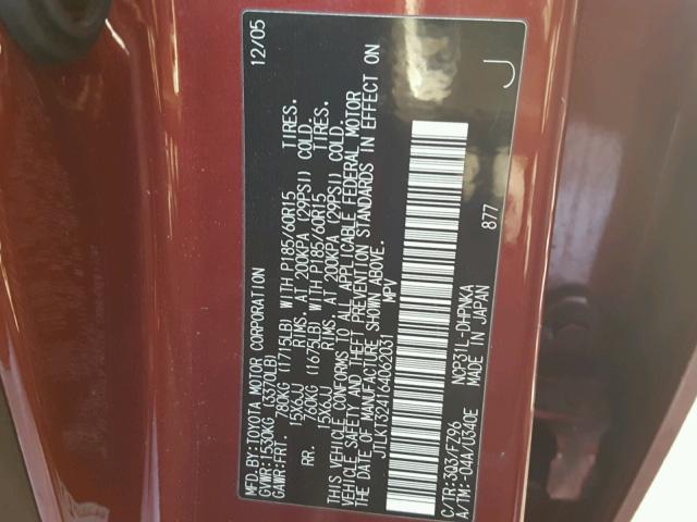 JTLKT324164062031 - 2006 TOYOTA SCION XB 栗色 照片 10