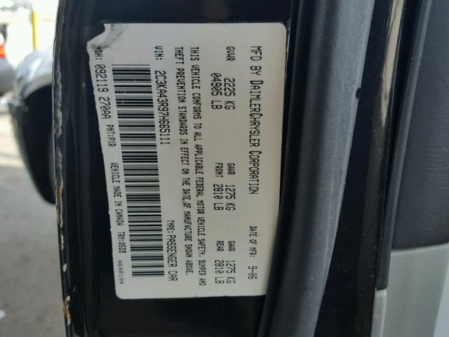 2C3KA43R97H665111 - 2007 CHRYSLER 300 BLACK photo 10