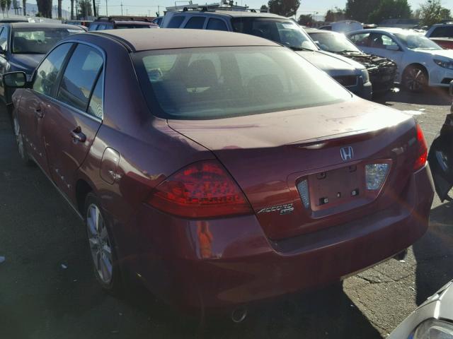 1HGCM66407A002299 - 2007 HONDA ACCORD SE RED photo 3