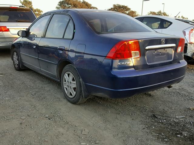 1HGES15593L027843 - 2003 HONDA CIVIC LX BLUE photo 3