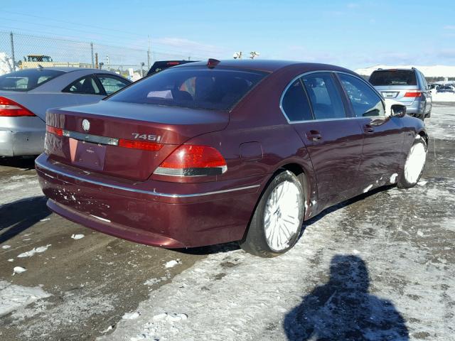 WBAGL63413DP62979 - 2003 BMW 745 I BURGUNDY photo 4