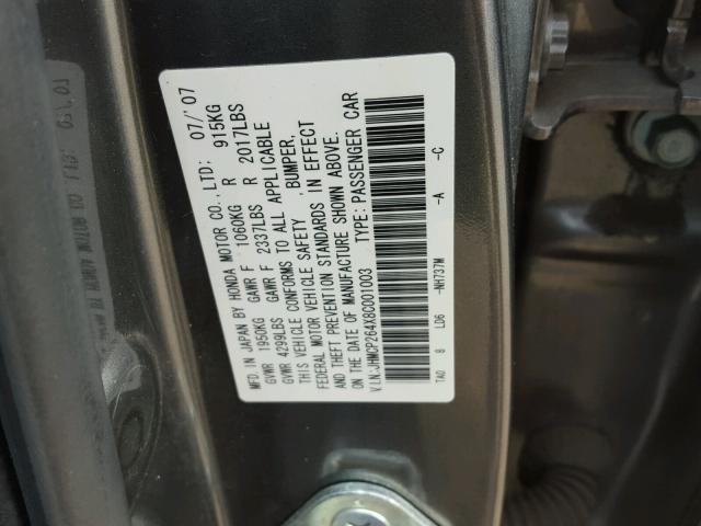 JHMCP264X8C001003 - 2008 HONDA ACCORD LXP GRAY photo 10