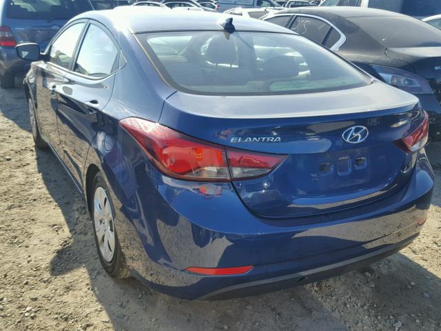 5NPDH4AE8GH761903 - 2016 HYUNDAI ELANTRA SE BLUE photo 3