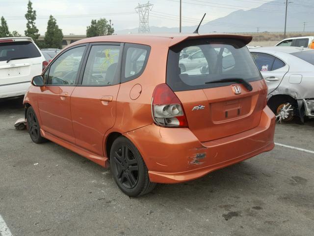 JHMGD38668S064636 - 2008 HONDA FIT SPORT ORANGE photo 3