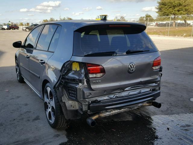 WVWHV7AJ3AW261853 - 2010 VOLKSWAGEN GTI GRAY photo 3