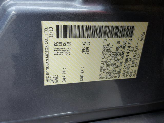 1N4AL2AP9BN447473 - 2011 NISSAN ALTIMA BAS BLUE photo 10