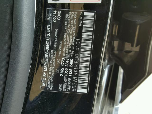 55SWF4KB4FU014104 - 2015 MERCEDES-BENZ C 300 4MAT BLACK photo 10