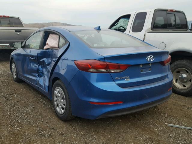 5NPD74LF8HH205195 - 2017 HYUNDAI ELANTRA SE BLUE photo 3