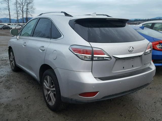 2T2BK1BA0FC293276 - 2015 LEXUS RX 350 SILVER photo 3