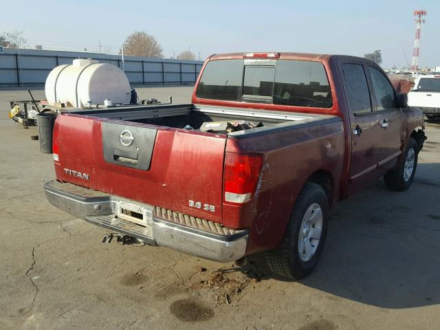 1N6AA07A24N567395 - 2004 NISSAN TITAN XE BURGUNDY photo 4