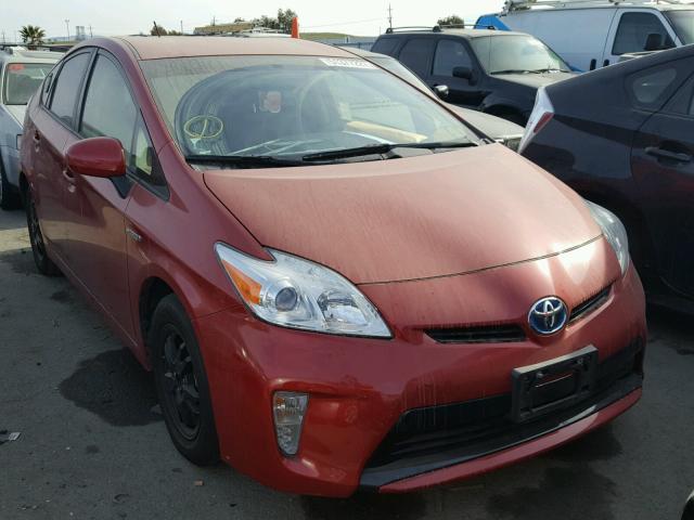 JTDKN3DU3D1729165 - 2013 TOYOTA PRIUS RED photo 1