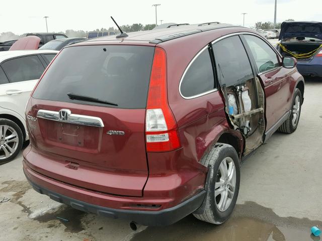 5J6RE4H72AL026322 - 2010 HONDA CR-V EXL RED photo 4