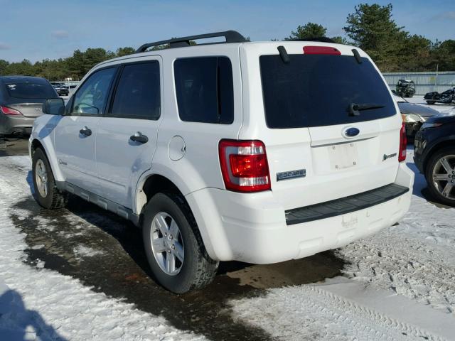 1FMCU59349KC56263 - 2009 FORD ESCAPE HYB WHITE photo 3