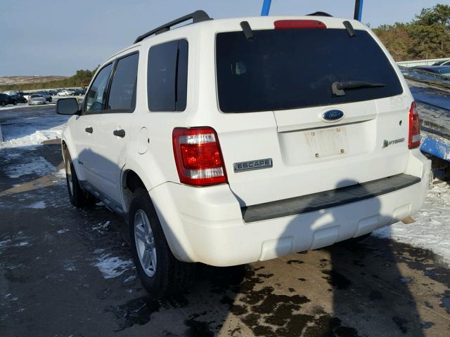 1FMCU59369KC56264 - 2009 FORD ESCAPE HYB WHITE photo 3