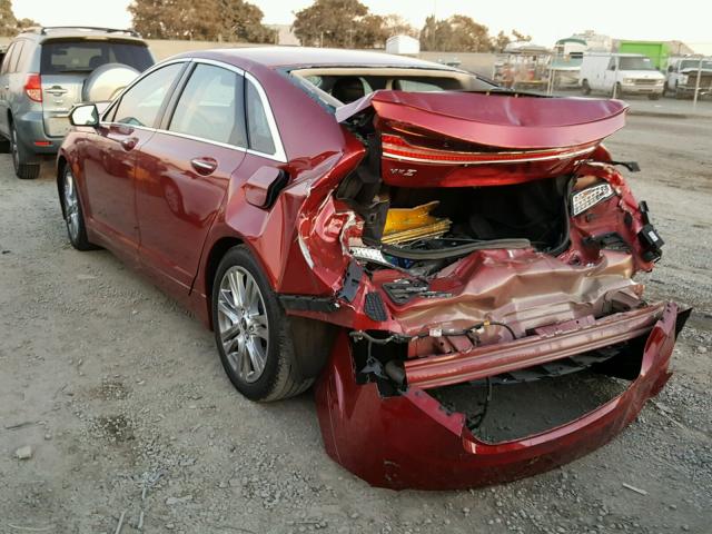 3LN6L2GK6GR630728 - 2016 LINCOLN MKZ BURGUNDY photo 3