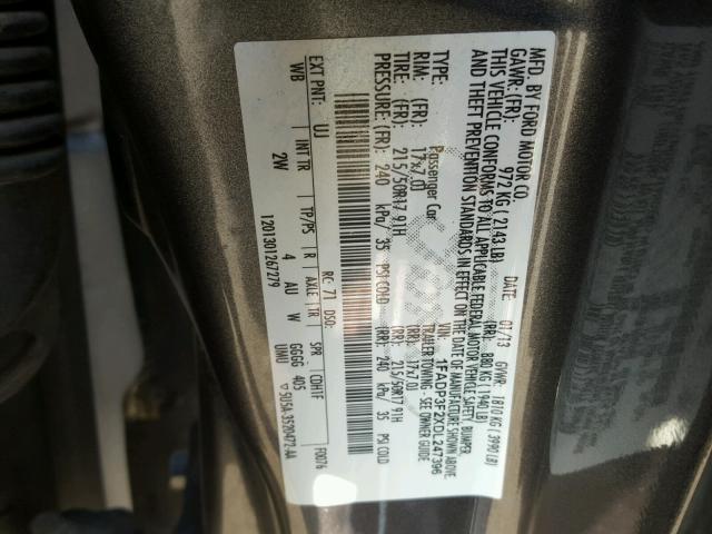 1FADP3F2XDL247396 - 2013 FORD FOCUS SE GRAY photo 10