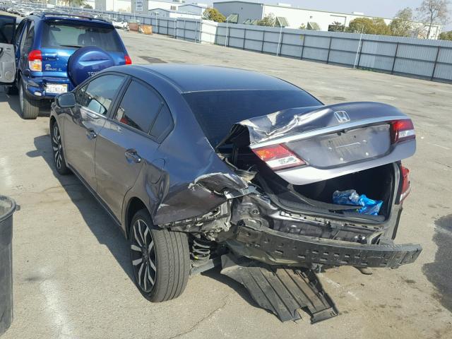 19XFB2F96FE288595 - 2015 HONDA CIVIC EXL GRAY photo 3