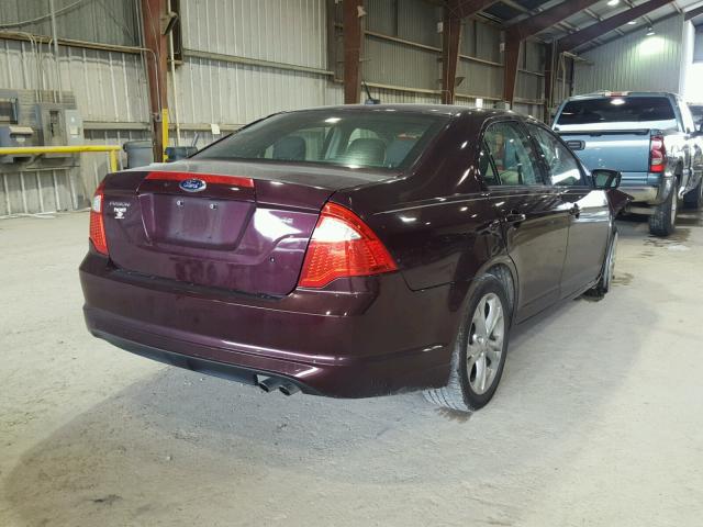 3FAHP0HA8CR418599 - 2012 FORD FUSION SE BURGUNDY photo 4