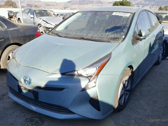 JTDKARFU0G3017443 - 2016 TOYOTA PRIUS GREEN photo 2