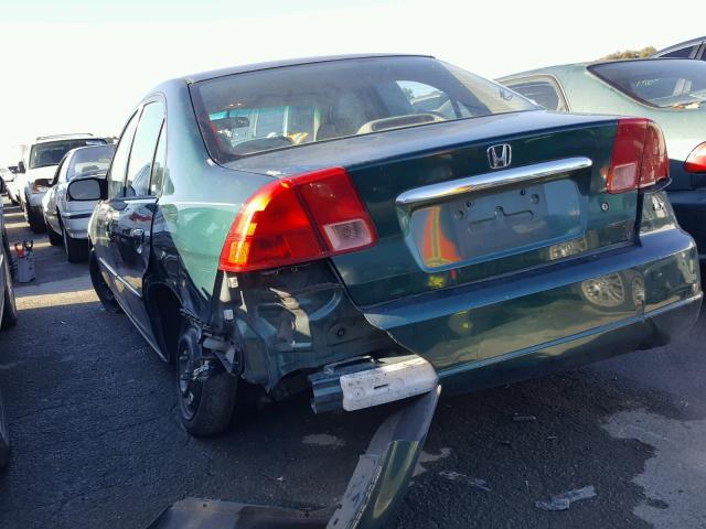 1HGES16522L074497 - 2002 HONDA CIVIC LX GREEN photo 3