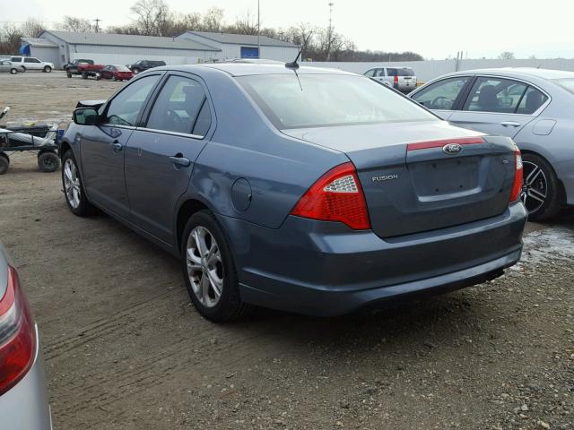 3FAHP0HA3CR291695 - 2012 FORD FUSION SE BLUE photo 3