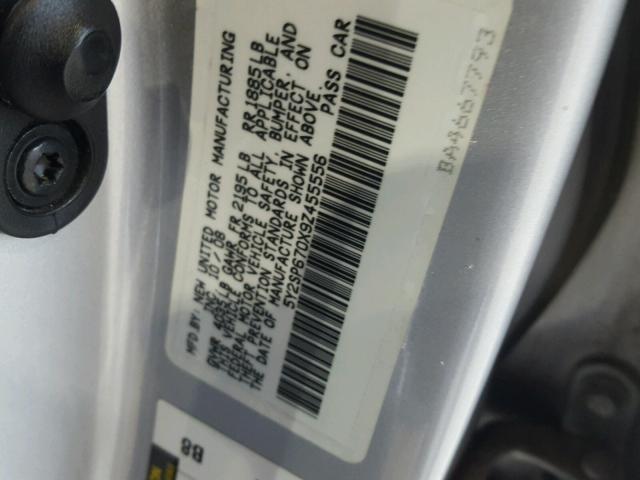 5Y2SP670X9Z455556 - 2009 PONTIAC VIBE SILVER photo 10