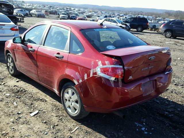 1FAHP34N39W251021 - 2009 FORD FOCUS S RED photo 3