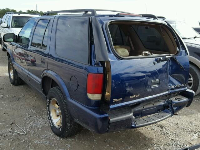 1GNCS13W212220363 - 2001 CHEVROLET BLAZER BLUE photo 3