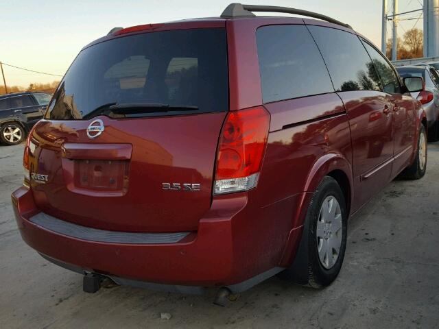 5N1BV28U66N110457 - 2006 NISSAN QUEST S RED photo 4