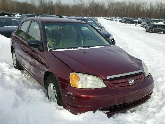 2HGES16582H545632 - 2002 HONDA CIVIC LX RED photo 1