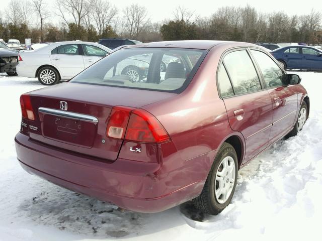 2HGES16582H545632 - 2002 HONDA CIVIC LX RED photo 4