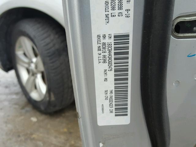 1B3CB4HA3AD665479 - 2010 DODGE CALIBER SX SILVER photo 10