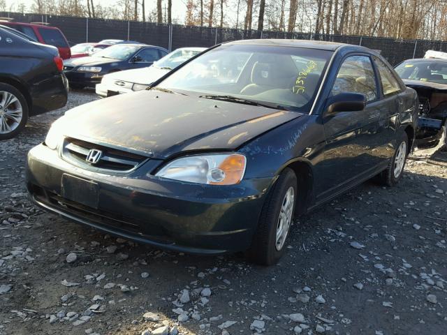 1HGEM22572L037970 - 2002 HONDA CIVIC LX GREEN photo 2