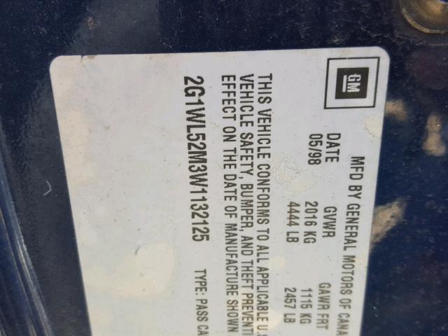 2G1WL52M3W1132125 - 1998 CHEVROLET LUMINA BAS ლურჯი ფოტო 10