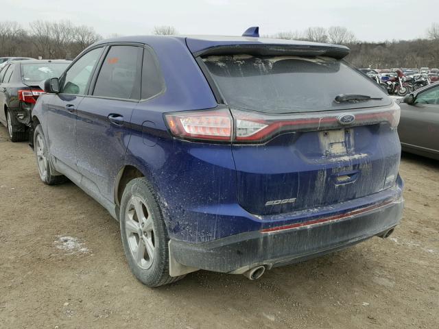 2FMTK3G95FBC26521 - 2015 FORD EDGE SE BLUE photo 3