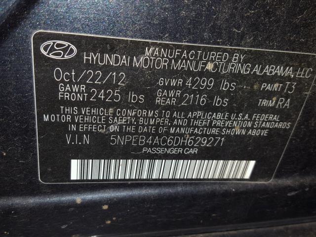 5NPEB4AC6DH629271 - 2013 HYUNDAI SONATA GLS BLUE photo 10