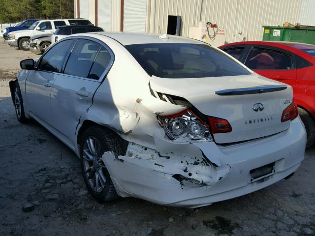 JN1CV6AR9DM757110 - 2013 INFINITI G37 WHITE photo 3