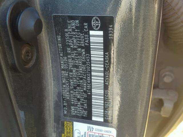 4T1BE46K07U035453 - 2007 TOYOTA CAMRY NEW GRAY photo 10