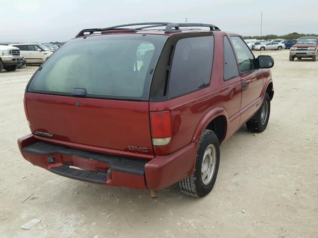 1GKCS18WX1K110800 - 2001 GMC JIMMY RED photo 4