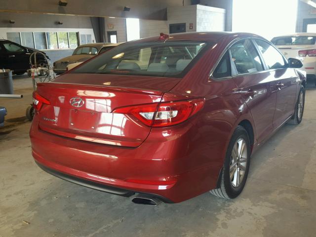 5NPE24AF2GH415201 - 2016 HYUNDAI SONATA SE RED photo 4