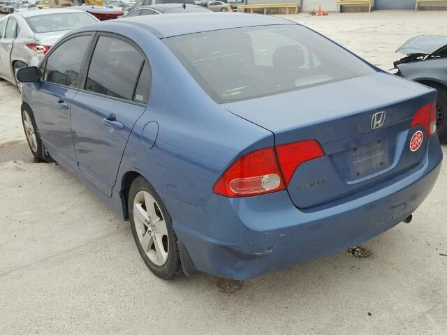 1HGFA16878L068186 - 2008 HONDA CIVIC EX BLUE photo 3