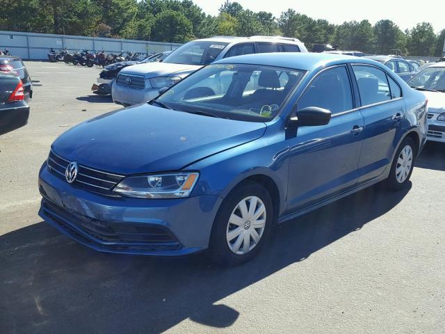 3VW2K7AJ6FM337780 - 2015 VOLKSWAGEN JETTA BASE BLUE photo 2