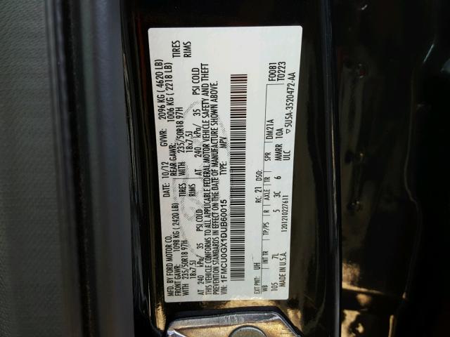 1FMCU0GX1DUB60015 - 2013 FORD ESCAPE SE BLACK photo 10