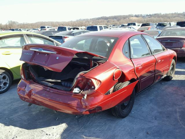 1FAFP5528YG144224 - 2000 FORD TAURUS SES RED photo 4